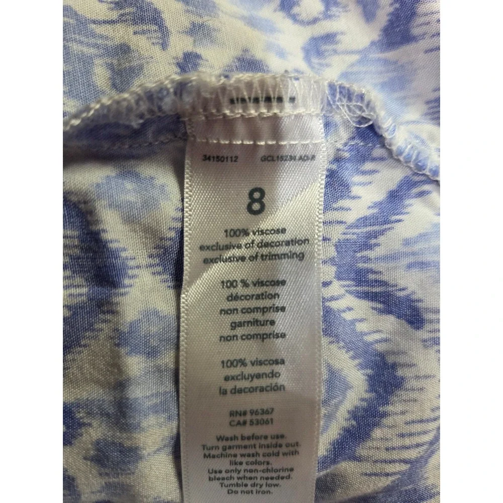 OshKosh B'gosh Girls Blue Ikat High-Low Maxi Dress Pink Trim Size 8‎ Summer